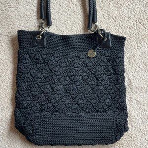 THE SAK-- black woven crochet shoulder bag